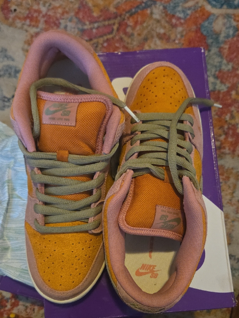 Nike Orange and Pink Men's Sneakers